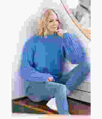 Dam blaa strikket genser til dame - Viking 1811-08