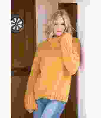 Dam okergul strikkegenser Kathrine Sørland - Viking 1812-08