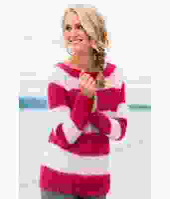 Acne genser med bringebærfargede striper - DG 286-01I