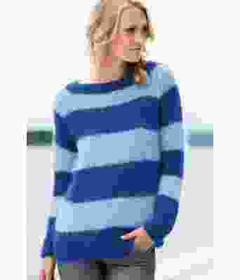 Kongeblå / lyseblå Acne genser med striper - DG 286-01P