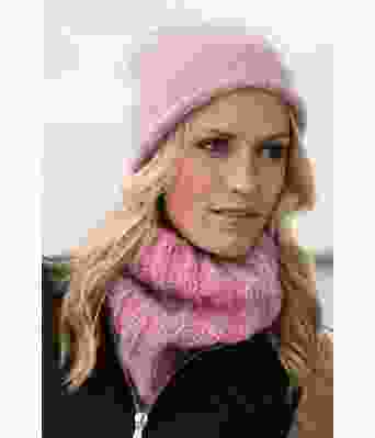 Rosa lue og hals i mohairgarn - DG 286-03