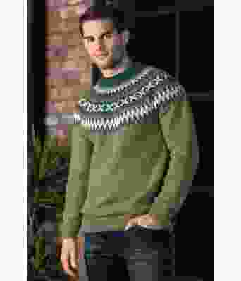 Mørk olivengrønn rallargenser med flaskegrønt mønster - DG 295-06G