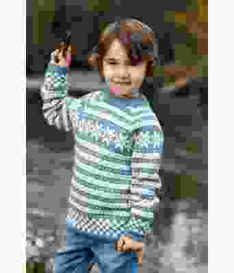 Denimblå Fana genser med raglanfelling til barn - DG 309-02C