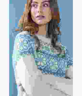 Q symre genser med turkis mønster - DG 382-05