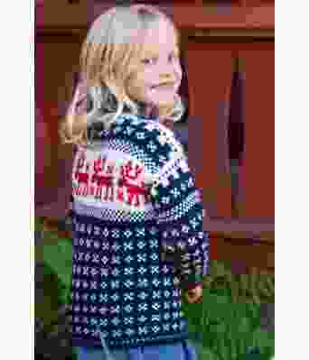 Laila kids strikkegenser til barn med elg / reinsdyr motiv - DG 402-05