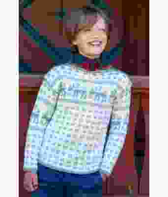 Laila strikket genser til barn med elg / reinsdyr - DG 402-06