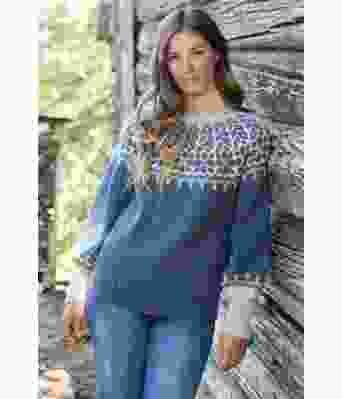 Blå Isrose strikket genser - DG 418-06