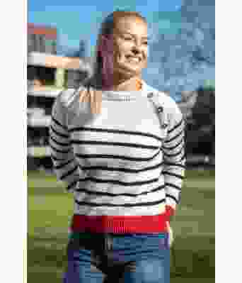 Hvit strikkegenser med knapper - DG 451-26