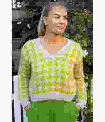 Pæregrønn og hvit Akita genser - DG 457-03