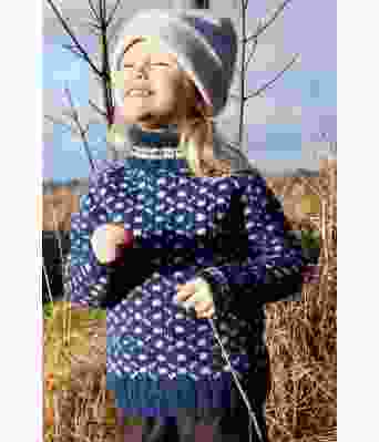 Blå Islender barnegenser med raglanfelling - DG 463-15