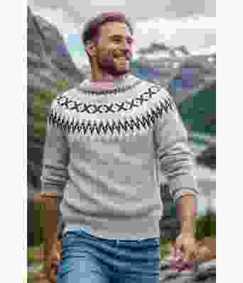 Lysegrå rallar genser med koks mønster - DLG 141-340334023427