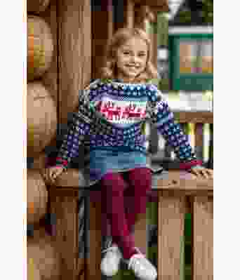 Laila strikkegenser med rein til barn - DLG 195