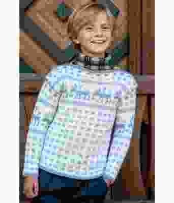 Laila strikket genser med reinmønster til barn - DLG 208