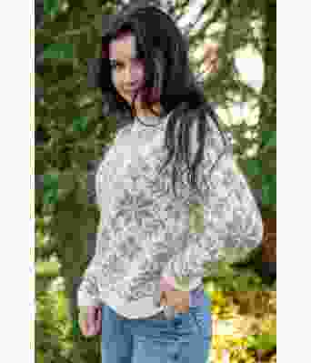 Naturhvit Carly genser med lysegrått mønster - DLG 215-VG67006703