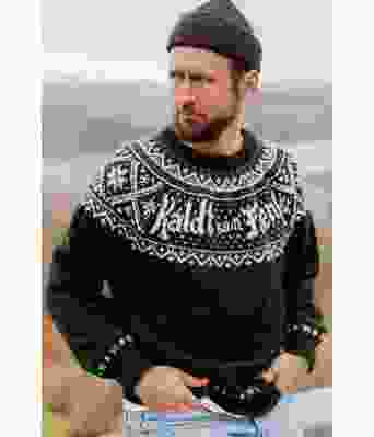 Armygrønn Kaldt som faen genser med vårgrønt mønster - DLG 22-004-3489