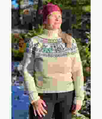 Fjellgeitgenseren i naturhvit/turkis - DLG 22-005-502B