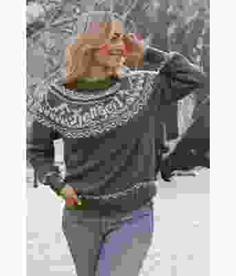 Mosegrønn Fjellgeitgenser med burgunder detaljer - DLG 22-005-532A