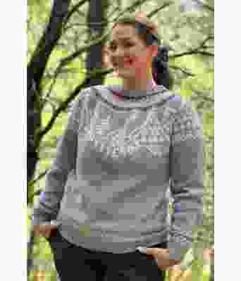 Grå hyttekosgenser med hvitt/rødt mønster - DLG 22 009-513B