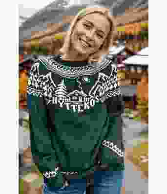 Hyttekos genser i mørk petrol - DLG 22-009-529E