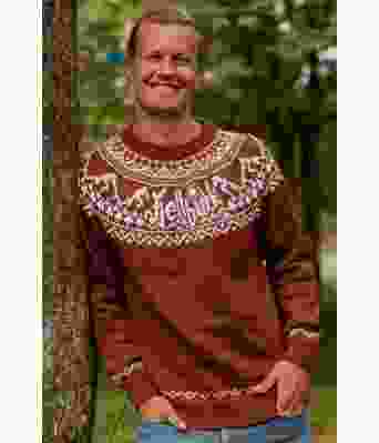 Rustbrun Fjellbukkgenser med maisgule detaljer - DLG 22-010E