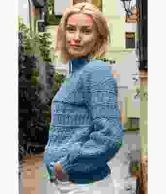 Månebedotten genseren i lys denim bomullsgarn - DLG 23-004-SB5388