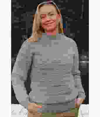 Grå Luddig strikket genser med strukturmønster - DLG 23-006-3405