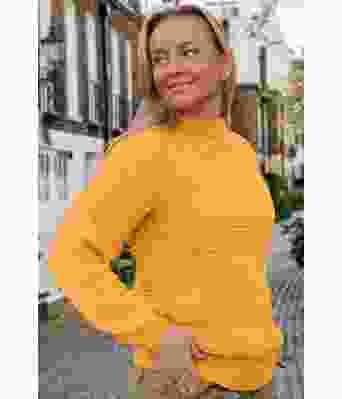 Påskegul Luddig genser med strukturmønster - DLG 23-006-3458