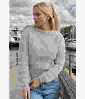 Lys grå melert Strukturlykke genser - DLG 24-013-3403