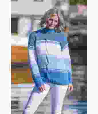 Dregg stripete blaa strikkegenser - Viking 1812-06