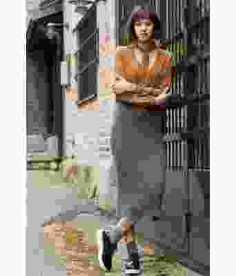 Grått Ribtube strikket skjørt - DSA 43-03