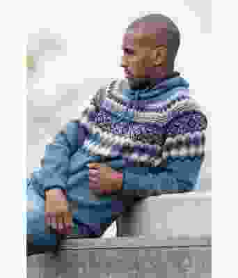 Blå Carl strikket genser til mann - DSA 70-06D