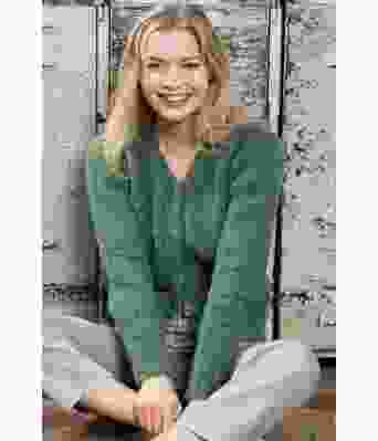 Akaia chunky grønn strikkejakke - DSA 80-13