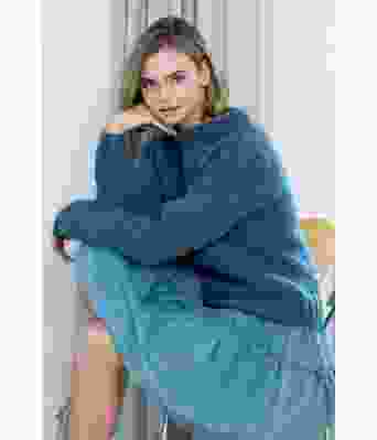 Blå Ragne chunky strikket genser - DSA 90-02