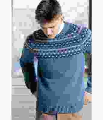 Blå Odergenser med mønster - DSA 91-11