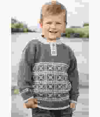 Eliott strikkegenser med knapper i halsen til gutt - Viking 1615-01