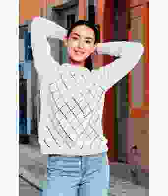 Hvit Sikke sommergenser i bomullsgarn - GG 19-16-5302