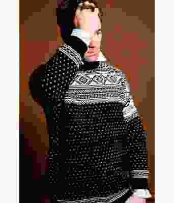 Klassisk Setesdalsgenser i sort og hvit - GG 263-10