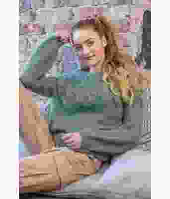 Grønn Jackie genser med flettemønster - GG 286-09