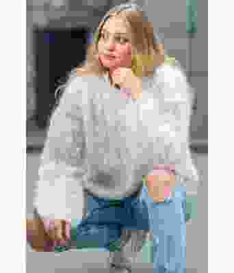 Hvit Melanita strikket genser med flettemønster - GG 286-11