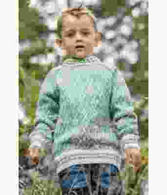 Blågrønn Skoglid strikkegenser til barn - GG 287-25