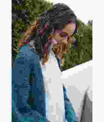 Blokk lang strikkejakke med store lommer - GG 290-10