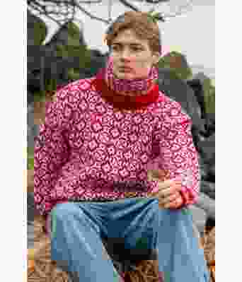 Uvdal genser med rød bunnfarge - GG 292-22