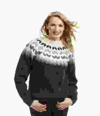 Grå strikkegenser til dame - Viking 1502-12