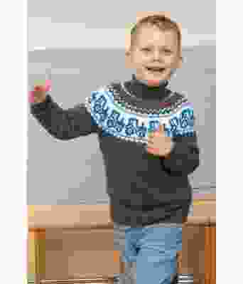 Grå Traktor strikkegenser til barn - Viking 2110-05C