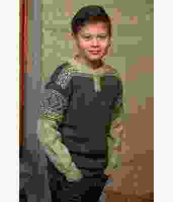 Grønn Setesdalsgenser med knapper Dario - Viking 2105-08B