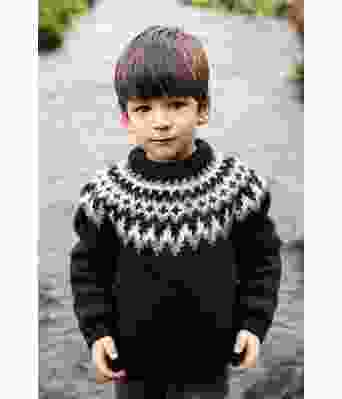 Gråsvart Æsa islandsk genser til barn - Istex 590021 / Lopidesign 41-25-0005