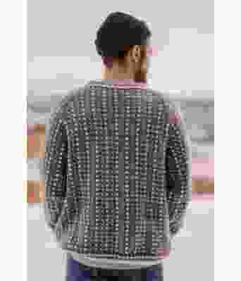 Grindavik grå islender i merinoull til herre med raglanfelling - DLG 22-001B