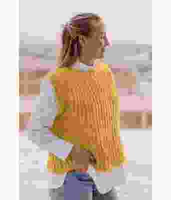 Gul Anytime slipover strikkevest - Strikkia 2022-003L