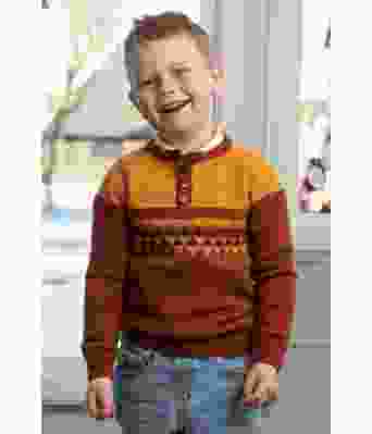 Gulliver strikket genser med knapper i halsen til gutt - Viking 2110-15