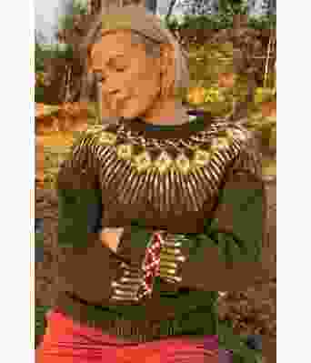 Mørkegrønn Hopi polar strikkegenser - Linka Neumann design HPGHG0003